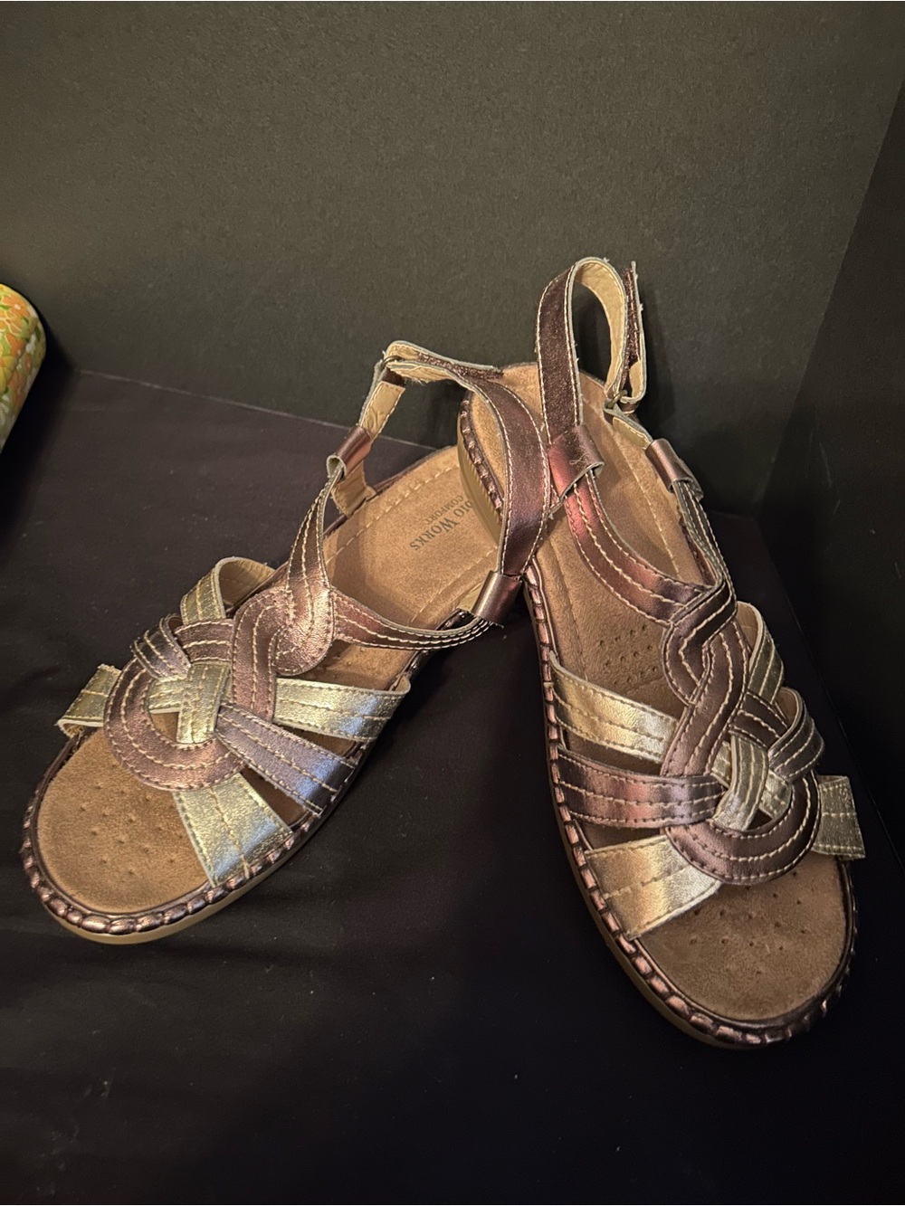 Sandals Studio Works Metallic Straps Size 8